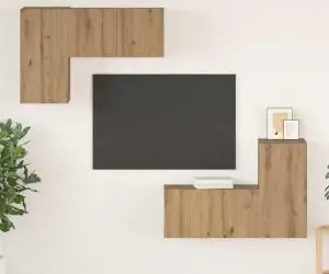 vidaXL Set comodă TV cu raft Pe perete 4 pcs stejar artizanal 60 x 30 x 30 cm