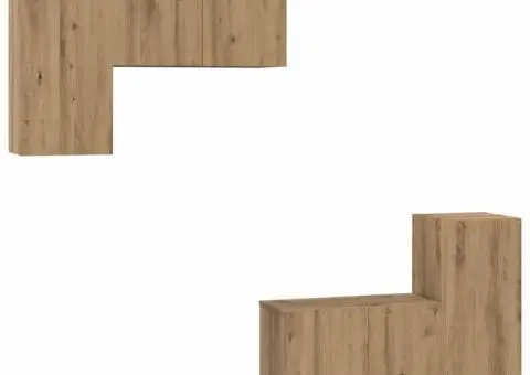 Set comodă TV cu raft Pe perete 4 pcs stejar artizanal 60 x 30 x 30 cm - 2/5