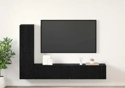 Dulap pentru TV pe Perete 4 pcs Stejar negru Lemn compozit - 1/5
