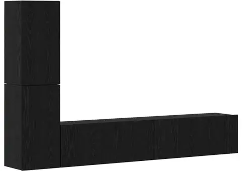 Dulap pentru TV pe Perete 4 pcs Stejar negru Lemn compozit - 2/5