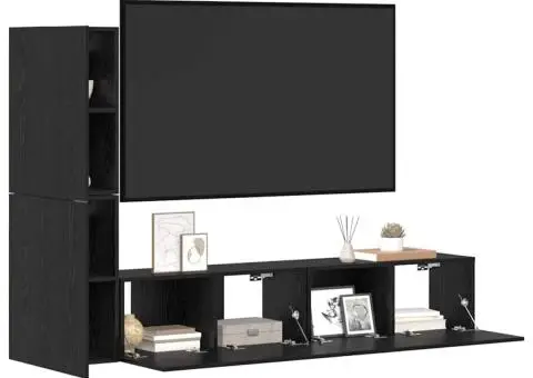 Dulap pentru TV pe Perete 4 pcs Stejar negru Lemn compozit - 3/5