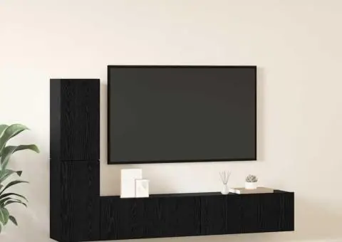 Dulap pentru TV pe Perete 4 pcs Stejar negru Lemn compozit - 4/5