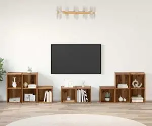 vidaXL Set dulap TV cu raft cu depozitare 8 pcs Lemn Vechi Lemn compozit