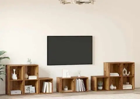 Set dulap TV cu raft cu depozitare 8 pcs Lemn Vechi Lemn compozit - 4/5