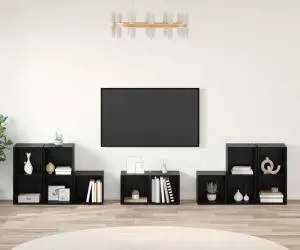 vidaXL Set dulap TV cu raft cu depozitare 8 pcs Stejar Negru Lemn compozit