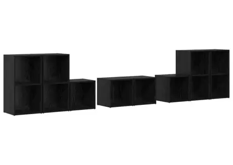 Set dulap TV cu raft cu depozitare 8 pcs Stejar Negru Lemn compozit - 2/5