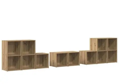 Set dulap TV cu raft cu depozitare 8 pcs Stejar Artizanal Lemn compozit - 2/5