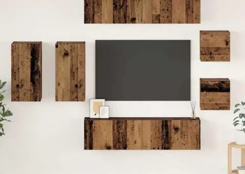 Set comodă TV 8 pcs Lemn vechi 30.5 x 30 x 60 cm Lemn compozit - 1/5