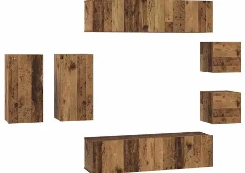 Set comodă TV 8 pcs Lemn vechi 30.5 x 30 x 60 cm Lemn compozit - 2/5