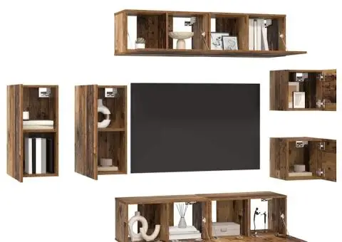 Set comodă TV 8 pcs Lemn vechi 30.5 x 30 x 60 cm Lemn compozit - 3/5