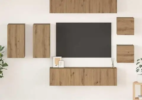 Set comodă TV cu raft 8 pcs stejar artizanal 30.5 x 30 x 60 cm - 1/5