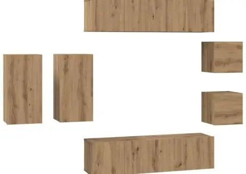 Set comodă TV cu raft 8 pcs stejar artizanal 30.5 x 30 x 60 cm - 2/5