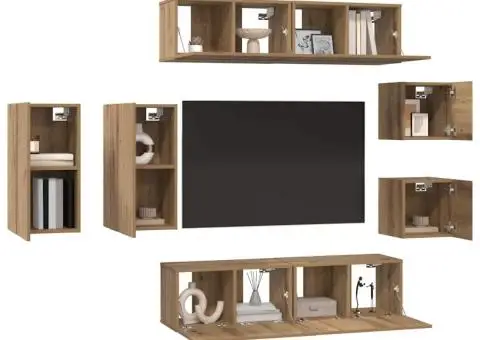 Set comodă TV cu raft 8 pcs stejar artizanal 30.5 x 30 x 60 cm - 3/5