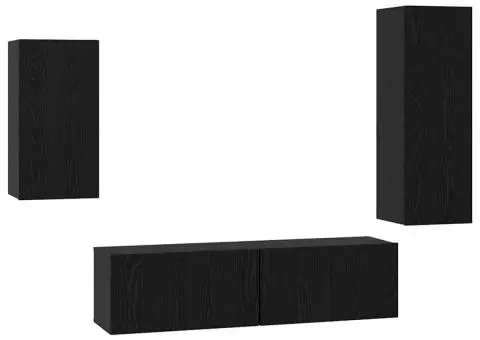 Set cabinet TV cu raft 4 pcs Stejar negru 30.5 x 30 x 90 cm - 2/5