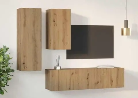 Set comodă TV cu raft 4 pcs stejar artizanal 30.5 x 30 x 90 cm - 4/5