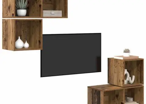 Set dulap TV 4 pcs Lemn vechi 37 x 37 x 72 cm Lemn compozit - 3/5