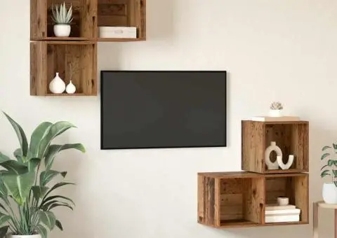 Set dulap TV 4 pcs Lemn vechi 37 x 37 x 72 cm Lemn compozit - 4/5