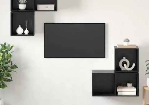 Set dulap TV 4 pcs Stejar negru 37 x 37 x 72 cm Lemn compozit - 1/5