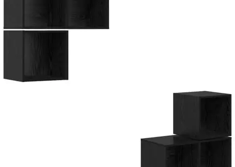 Set dulap TV 4 pcs Stejar negru 37 x 37 x 72 cm Lemn compozit - 2/5