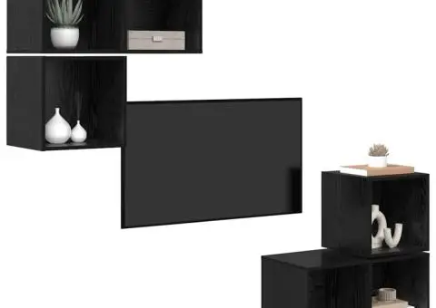 Set dulap TV 4 pcs Stejar negru 37 x 37 x 72 cm Lemn compozit - 3/5