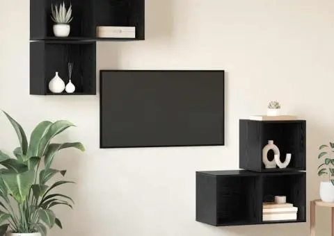 Set dulap TV 4 pcs Stejar negru 37 x 37 x 72 cm Lemn compozit - 4/5