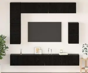 vidaXL Set comodă TV cu raft Altele cu depozitare 8 pcs Stejar Negru