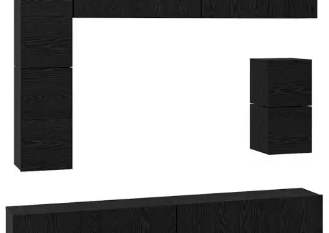 Set comodă TV cu raft Altele cu depozitare 8 pcs Stejar Negru - 2/5