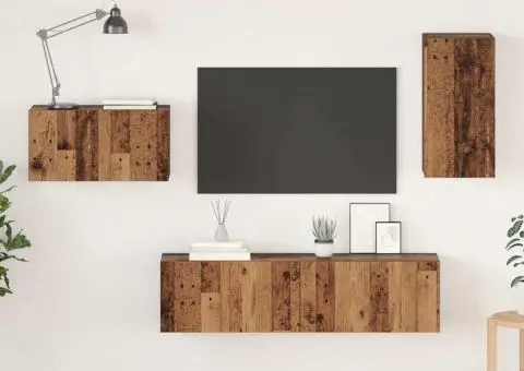 Set comodă TV 4 pcs Lemn vechi 30.5 x 30 x 60 cm Lemn compozit - 1/5