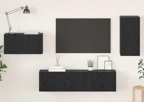 Set comodă TV cu raft Altele 4 pcs Stejar negru 30.5 x 30 x 60 cm - 1/5