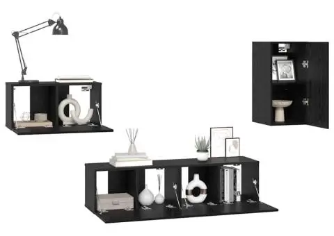 Set comodă TV cu raft Altele 4 pcs Stejar negru 30.5 x 30 x 60 cm - 3/5