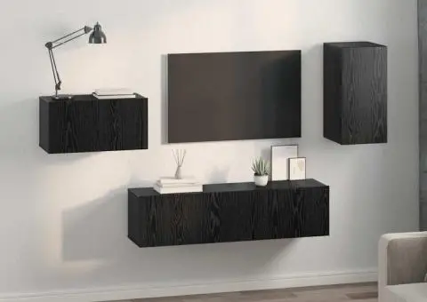 Set comodă TV cu raft Altele 4 pcs Stejar negru 30.5 x 30 x 60 cm - 4/5