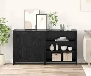 vidaXL Bufet cu raft cu ușă 2 pcs Stejar negru 70 x 41 x 75 cm Lemn compozit