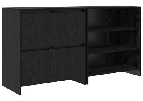 Bufet cu raft cu ușă 2 pcs Stejar negru 70 x 41 x 75 cm Lemn compozit - 2/5