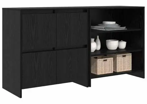 Bufet cu raft cu ușă 2 pcs Stejar negru 70 x 41 x 75 cm Lemn compozit - 3/5