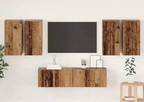 Set comodă TV 6 pcs Lemn vechi 60 x 30 x 30 cm Lemn compozit - 1/5