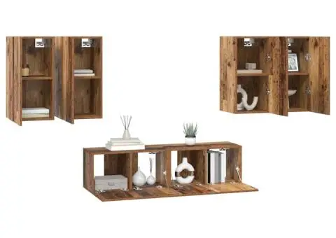 Set comodă TV 6 pcs Lemn vechi 60 x 30 x 30 cm Lemn compozit - 3/5