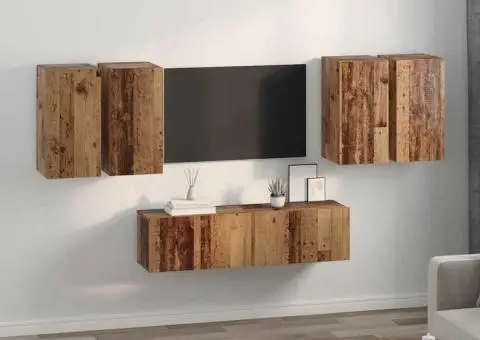 Set comodă TV 6 pcs Lemn vechi 60 x 30 x 30 cm Lemn compozit - 4/5