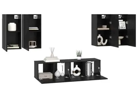Set comodă TV 6 pcs Stejar negru 60 x 30 x 30 cm Lemn compozit - 3/5