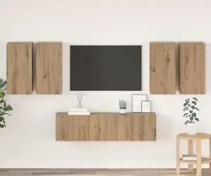 vidaXL Set comodă TV cu raft Pe perete 6 pcs stejar artizanal 60 x 30 x 30 cm