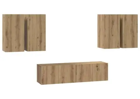 Set comodă TV cu raft Pe perete 6 pcs stejar artizanal 60 x 30 x 30 cm - 2/5