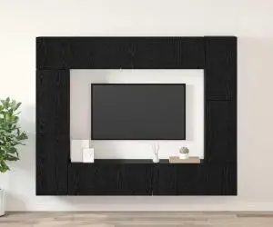 vidaXL Set comodă TV cu raft 8 pcs Stejar negru 80 x 30 x 30.5 cm
