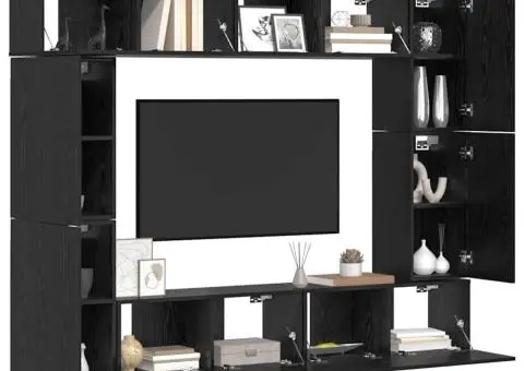 Set comodă TV cu raft 8 pcs Stejar negru 80 x 30 x 30.5 cm - 3/5