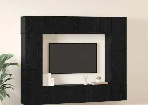 Set comodă TV cu raft 8 pcs Stejar negru 80 x 30 x 30.5 cm - 4/5