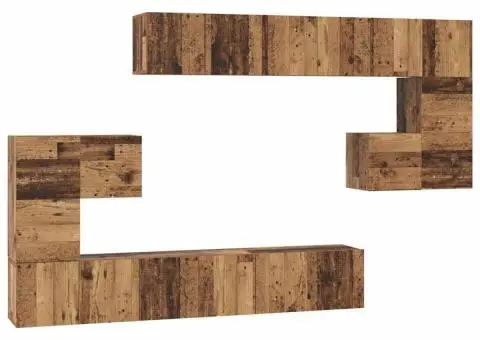 Set comodă TV cu raft Altele 10 pcs Lemn vechi 180 x 30 x 90.5 cm - 2/5