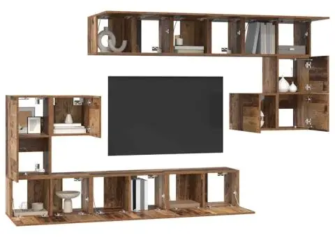 Set comodă TV cu raft Altele 10 pcs Lemn vechi 180 x 30 x 90.5 cm - 3/5