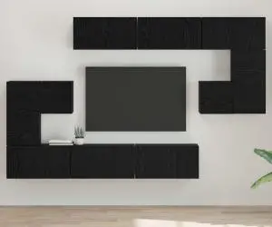 vidaXL Set comodă TV cu raft Pe perete Altele 10 pcs Stejar negru 180 x 30 x 90.5 cm