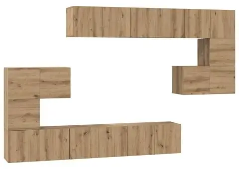 Set comodă TV 10 pcs stejar artizanal 180 x 30 x 90.5 cm - 2/5