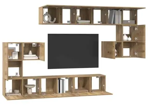 Set comodă TV 10 pcs stejar artizanal 180 x 30 x 90.5 cm - 3/5