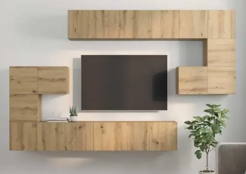 Set comodă TV 10 pcs stejar artizanal 180 x 30 x 90.5 cm - 4/5