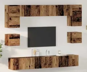 vidaXL Set comodă TV 8 pcs Lemn vechi 100 x 30 x 30 cm Lemn compozit